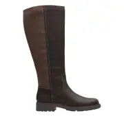 Clarks Opal Glow 26167833 Womens Brown Leather Zipper Knee High Boots
