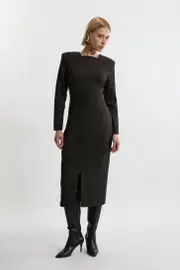 Flannel Fitted Tailored Midi Dress