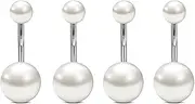 [Decentraland] 4PCS Red With Pearl Sphere 1.6mm(14G) Navel Belly Studs Body Piercing Jewelry Navel Nail Cartilage Piercing Jewelry Titanium Steel Surgical Steel Stainless Steel 10mm
