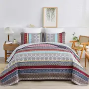 The Bed Linen Multicolor Bohemian Coverlet Set-Quilted Bedspread-Queen
