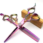 5.5 Inch and 6 Inch Purple Hairdressing Scissors Barber Professional Hair Scissors Hand Cutting and Thinning Scissors
