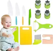 Kids Safe Knife Set - Kids Cooking Sets, Toddler Knife Real Cooking with Safe Knives | Montessori Kitchen Tools for, Crinkle Cutter, Kids Cutting Board, Peeler, Fruit Cutters Shapes