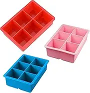 Ice Cube Tray Pack of 3, Silicone Large Size Ice Moulds with Removeable Lids, Reusable and BPA Free, for Chilled Drinks, Freezer, Baby Food, Whiskey and Cocktail