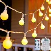 Easytao Fairy Lights Battery Operated, 34Ft Globe String Lights, 100 Led Lights, 8 Modes with Remote Mini Globe Lights for Indoor Outdoor Bedroom Party Wedding Garden Christmas Tree Decor, Warm White