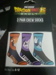 Dragon Ball Broly 3 Pairs MEN'S CREW SOCKS- SIZE 8-12- NEW!