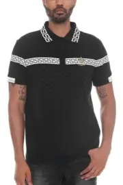 Mens Polo Shirt Italian Luxury Design Gothic Stretch Comport Casual Classic Fit