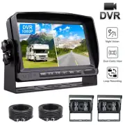 7" Split Monitor Dual Rear View Backup Camera DVR System For Semi Box Truck RV