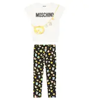 [Moschino Kids] Moschino Kids Printed cotton T-shirt and leggings set Y 14 black
