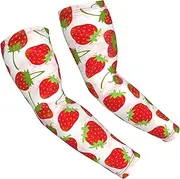 [FSCEV] Strawberry Sun Protection Arm Sleeves Outdoor Essentials Cooling Compression Golf Hiking Cycling