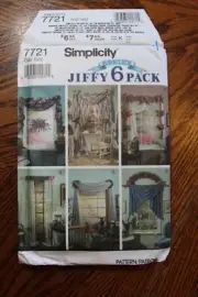Simplicity 7721 6 Pack Window Dressing Curtains Valance Sewing Pattern Uncut