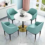 Modern Meeting Room Table and Chair Set for 4 People Office Reception Club Furniture Small Dining Table Set Space Saving Design Light Blue 80cm Simple Stylish