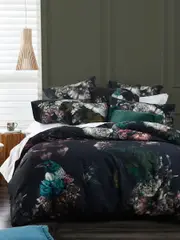 MM Linen Tui Blossom Quilt Cover Set Black