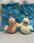 Jellycat FLUFFY CHICKEN & DUCK Soft Plush TINY 3.5" Stuffed Farm Lovey Set NEW