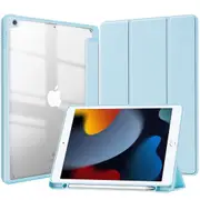 MCC iPad 9.7" 2018 6th Gen Case Cover Clear Back Pencil Holder Apple iPad6 [Light Blue]