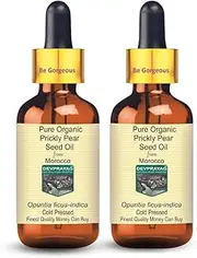 Devprayag Pure Organic Prickly Pear seed Oil (Opuntia ficus-indica) with Glass Dropper Natural Therapeutic Grade Cold Pressed (Pack of Two) 100ml x 2 (6.76 oz)