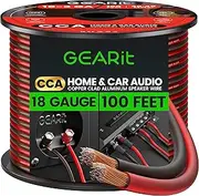 GearIT Pro Series 18AWG Speaker Wire, 18 Gauge Speaker Wire Cable (100 Feet / 30 Meters) Great Use for Home Theater Speakers and Car Speakers, Transparent Black/Red
