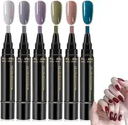 Polishey Nail Polish Pens,Polishey Nail Polish Pen Set,One Step Nail Gel Pen,3 In 1 Gel Nail Polish Pen,36 Color Nail Polish Gel Pen 8 Ml,Nail Polish Pens,6pcs Polishey (6PCS-D)