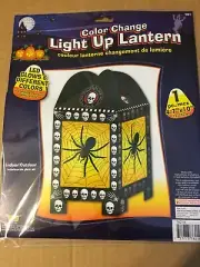 NEW HALLOWEEN COLOR CHANGE LIGHT UP LANTERN (SKULLS & SPIDERS) 2016 4.7"X10"