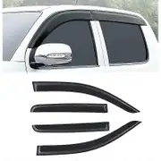 4Pcs Side Window Visors Waterproof Rain Awnings Shelter Deflector Black Acrylic Weathershield for Toyota Hilux 2005-2015