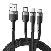 Toocki TQ-X61 6A 100W USB-A to iP/Micro/Type-C Cable Fast Charging Data Transmission Copper Core Line 1.2M Long for iPho