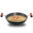 Futura Hard Anodised 1.5 L 22cm Deep Wok/Kadai/Frying Pan Round Bottom Cookware