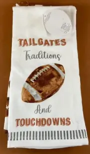 Football Towel Tailgating Touchdown Footballs Set Of 2 Kitchen Towels NEW