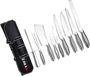 Ross Henery Professional Japanese Chef’s Knife Set | 9 Piece Hand Sharpened Stainless Steel Knives | Kitchen Set & Canvas Case
