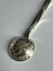 SALT SPOON KING GEORGE V THREEPENCE COIN HAND MADE SILVER SPOON YEAR 1916