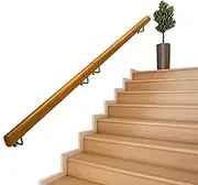 Wooden Stairs Handrail Wall Mounted Staircase Handrails Banister - Complete Set | Solid Wood Staircase Railing for Home Lofts Decking Hand Rails for Stairs(12ft/360cm)