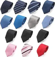 Segarty 14PCS Neckties for Men, Assorted Zipper Ties for Men, Silky Zip Up Ties, Men's Pretied Ties Set