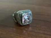 Size 6.5 vintage Sterling 925 silver handmade statement ring with Crystal