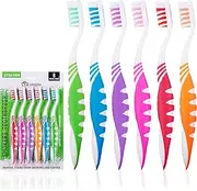 Extra Firm Toothbrush Set for Adults or Smokers - Travel Toothbrush Kit, Multicolor Denture Brush, Large Head, Hard Bristles