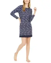 Nautica Long Sleeve Sleepshirt Nightgown, Navy, S,M,L