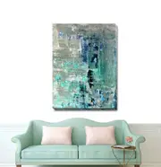 Rustic Blue Abstract Stretched Canvas Print A327
