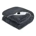 Klika Heated Electric Blanket Throw Rug Coral Warm Fleece Winter (Grey) 160x130c