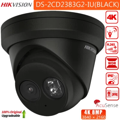 Hikvision DS-2CD2383G2-IU(BLACK) 8MP 4K POE Turret IP Acusense IP67 2.8mm Camera