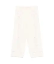 Flower embroidered casual pants NUM_RMII White