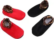 [CATIEBYE] 2 Pairs Women's Fleece Non-slip Socks Warm Cozy Winter Socks Leopard Prints