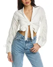Just Bee Queen Dakota Linen-Blend Top