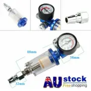Mini Air Pressure Regulator Gauge Spray Gun & In-Line Water Trap Filter Tool AU