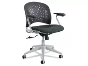 Reve Series Task Chair, Round Plastic Back, Polyester Seat, Black Seat/back