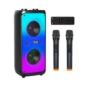 Dual 6.5" Karaoke Machine with 2 Wireless UHF Microphones, Portable Bluetooth...