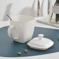 在飛比找蝦皮購物優惠-茶道 金邊骨瓷餐具 茶杯 陶瓷水杯 蓋杯 大容量 輕奢 歐式