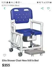 Elite shower in commode footrest and right drop arm New still in box