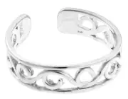 925 Sterling Silver Wave Toe Ring - Adjustable - Knuckle, Thumb