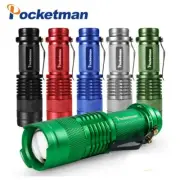 80000LM 6-Colors Mini LED Flashlight Torch Adjustable Zoom Focus Clip Pen Light