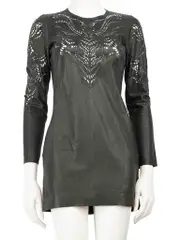 Black Leather Laser Cut Mini Dress