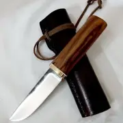 Yakut knife, Handmade Yakutian knife with Leather Wrapped Wood Scabbard
