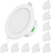 ALUSSO 12W LED Recessed Ceiling Light Dimmable 230V,3000K Warm 4000K Neutral 5700K Cool Adjustable, IP44 Spotlight for Bathroom Kitchen Living Room,Cutout 90-105mm,White,10 Pack,AUS Plug