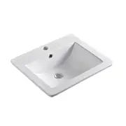 535*450*180mm Poseidon PIS5345 Gloss White Ceramic Rectangle With Overflow 1 Tap Hole Insert Basin